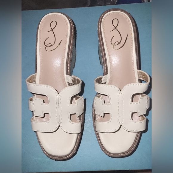 Sam Edelman Shoes - New Sam Edelman Lane Cream Leather Wedge Sandals 7.5 #492